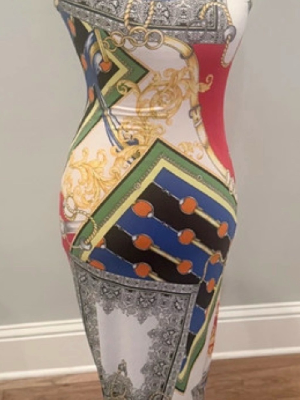 Baroque-Print Maxi Dress in Multicolor